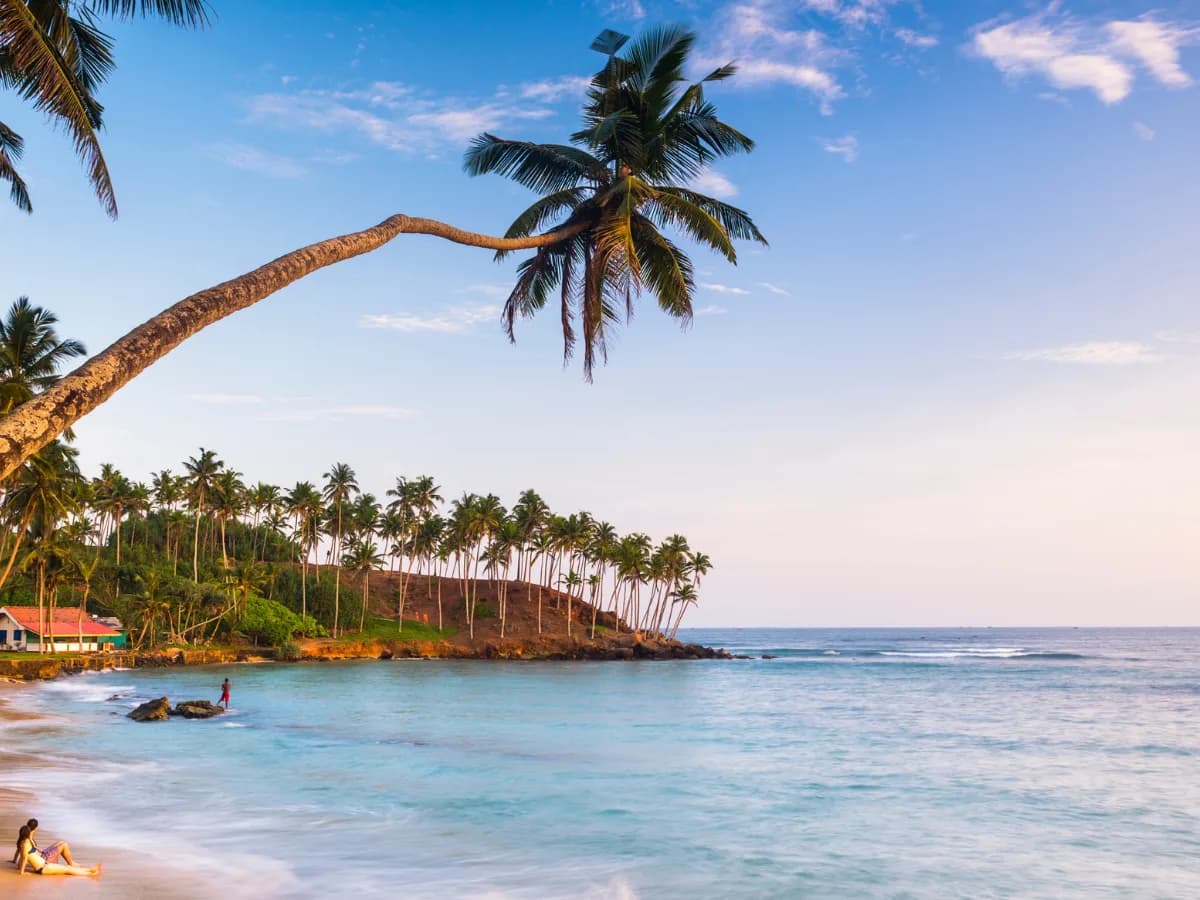 Mirissa beach and fishing harbour, south coast Sri Lanka