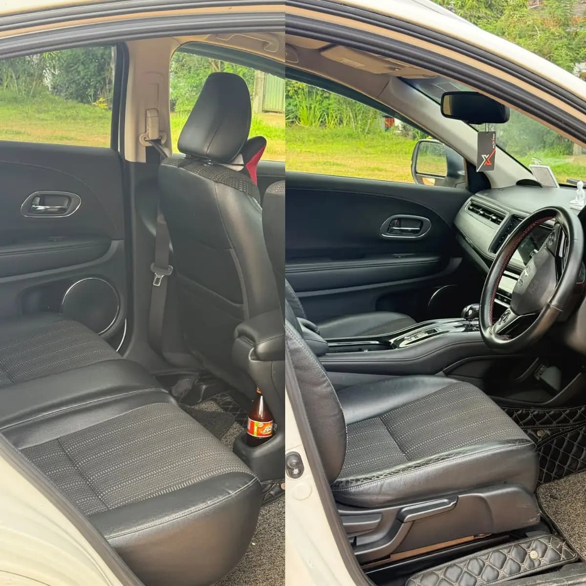 Front and rear seats inside a Honda Vezel self-drive rental car from NOHA
