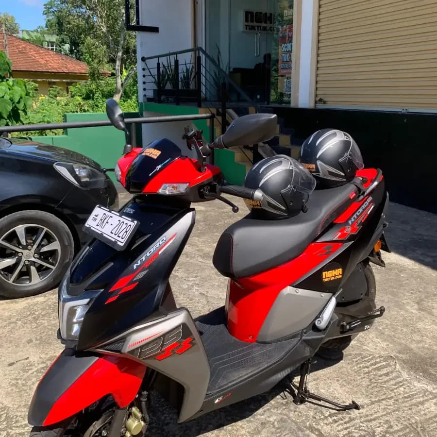 The two helmets provided with every NOHA scooter rental