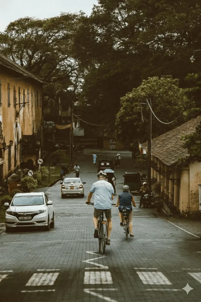 cycling in Galle tourist on hired bicycle