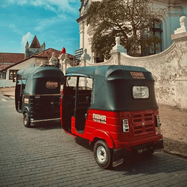 NOHA rental fleet of Bajaj 300cc tuk tuks in Galle