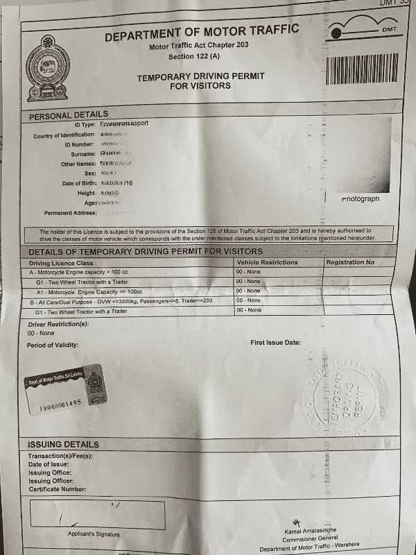 Sri Lankan driving permit required for scooter rental